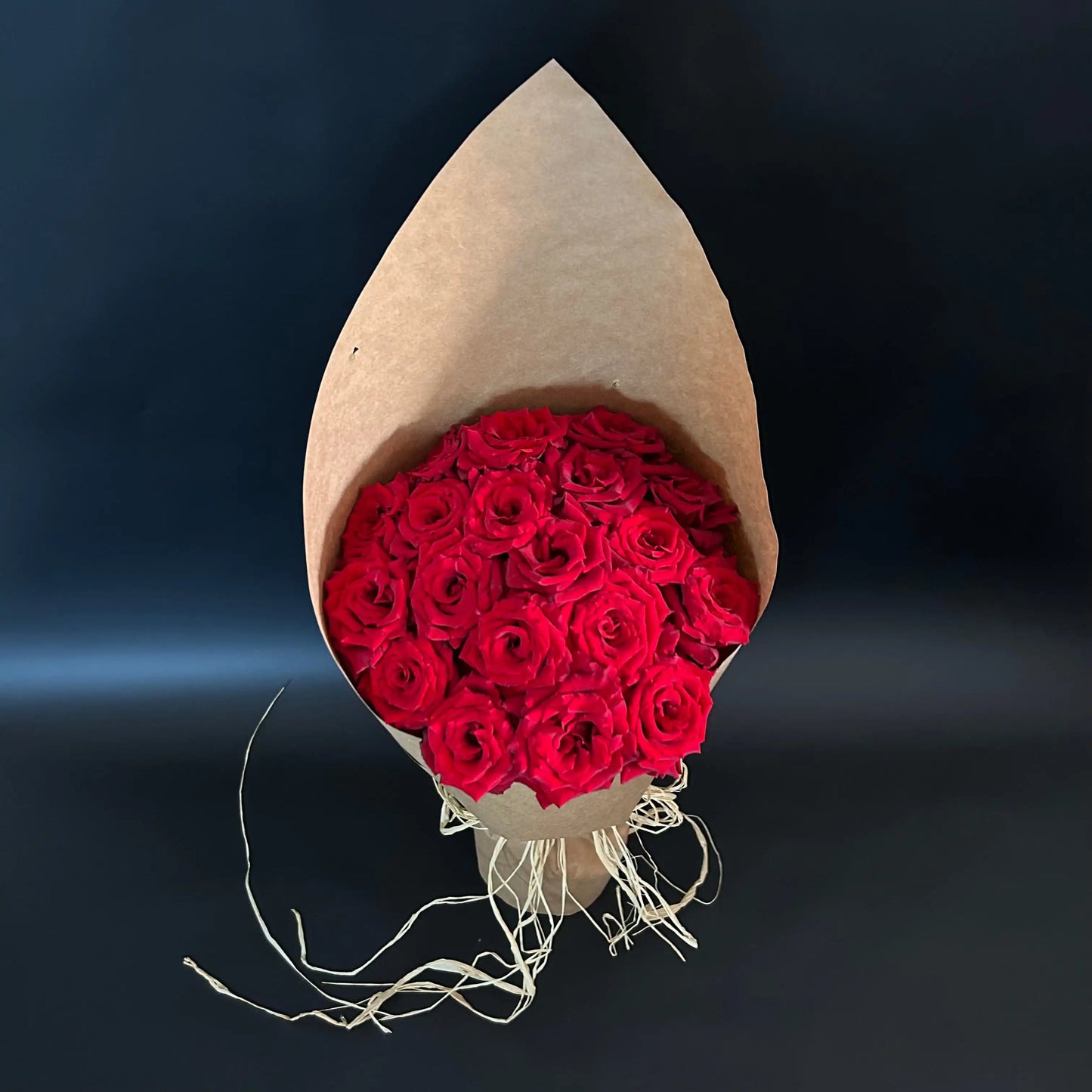 Bouquet de roses rouges vue du dessus